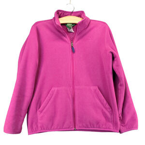 L.L. Bean Girls Full Zip Fleece Jacket Pink Large 14-16 Long Sleeve Mock Neck